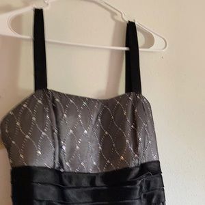 R&M Richards, black & silver dress. Empire waist.